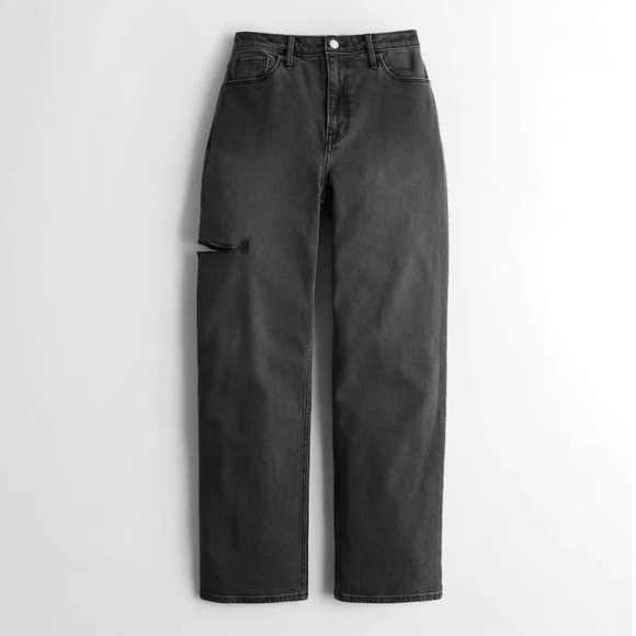 Hollister 'Ultra High-Rise Slashed Thigh Dad Jeans' - Picture 1 of 3
